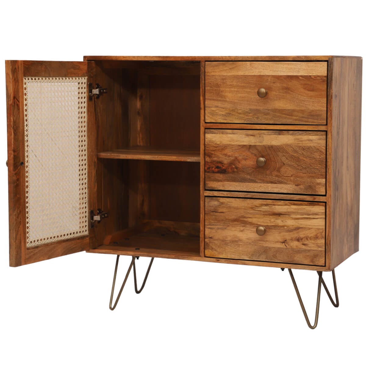 Rahten Mango Wood Small 3 Drawer Sideboard 90Cm - Image 3