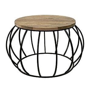 Ravit Industrial Mango Wood Top Round Coffee Table 58x58x45cm