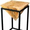Rav-1233-Ravi Industrial Iron Base Diamond Stool Large Solid Mango Wood - Packmans Furniture