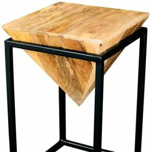 Rav-1233-ravi Industrial Iron Base Diamond Stool Large Solid Mango Wood - Packmans Furniture