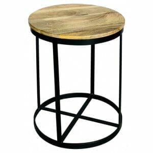 Ravit Industrial Iron 47cm Round Mango Top Side Table-rav-1236 - Packmans Furniture
