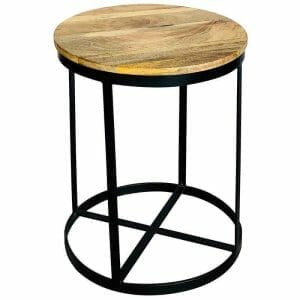 Ravit Industrial Iron 41cm Round Mango Top Lamp Table-rav-1235 - Packmans Furniture