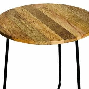 Rav-1219-ravi Industrial Iron Base Top Side Table Solid Mango Wood - Packmans Furniture