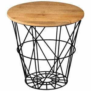 Ravit Industrial Iron & Mango Round Side Table 50x50x50cm - Packman's Furniture