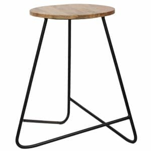 Ravit Industrial Iron Mango Wood Bar Stool 38x38x51cm - Packman's Furniture