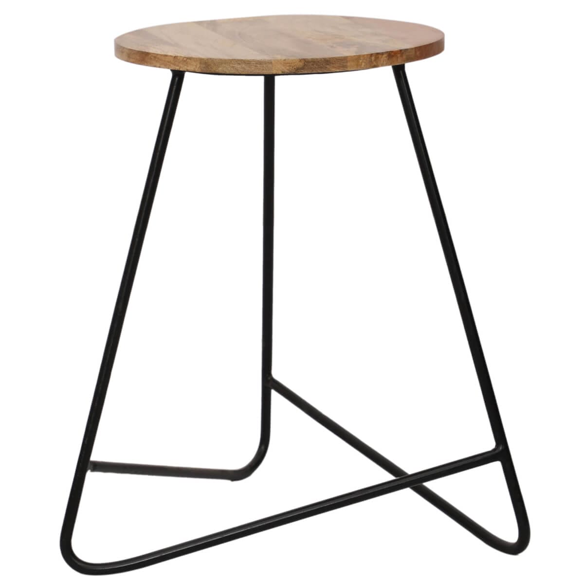 Ravit Industrial Iron Mango Wood Bar Stool 38X38X51Cm - Packman'S Furniture