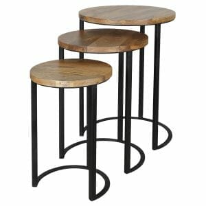 Ravit Industrial Iron Round Nesting Tables 43x43x65cm-rav-1228 - Packmans Furniture