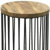 Rav-1225-Ravi Industrial Iron Small Wood Top Side Table Solid Mango Wood - Packmans Furniture