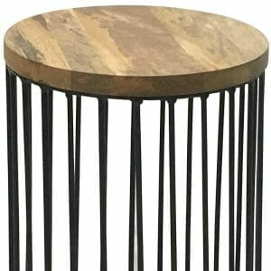 Rav-1225-ravi Industrial Iron Small Wood Top Side Table Solid Mango Wood - Packmans Furniture