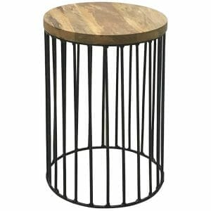 Ravit Industrial 30cm Round Iron Leg Mango Top Side Table-rav-1225 - Packmans Furniture