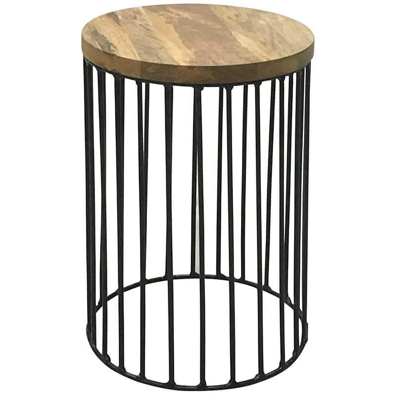 Ravit Industrial 30Cm Round Iron Leg Mango Top Side Table-Rav-1225 - Packmans Furniture