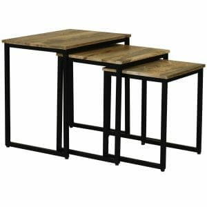 Ravit Industrial Mango Wood Nest Of 3 Tables 40x54x54cm