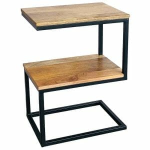 Ravit Industrial Metal S Shape Side Table Mango Wood-rav-1239 - Packmans Furniture