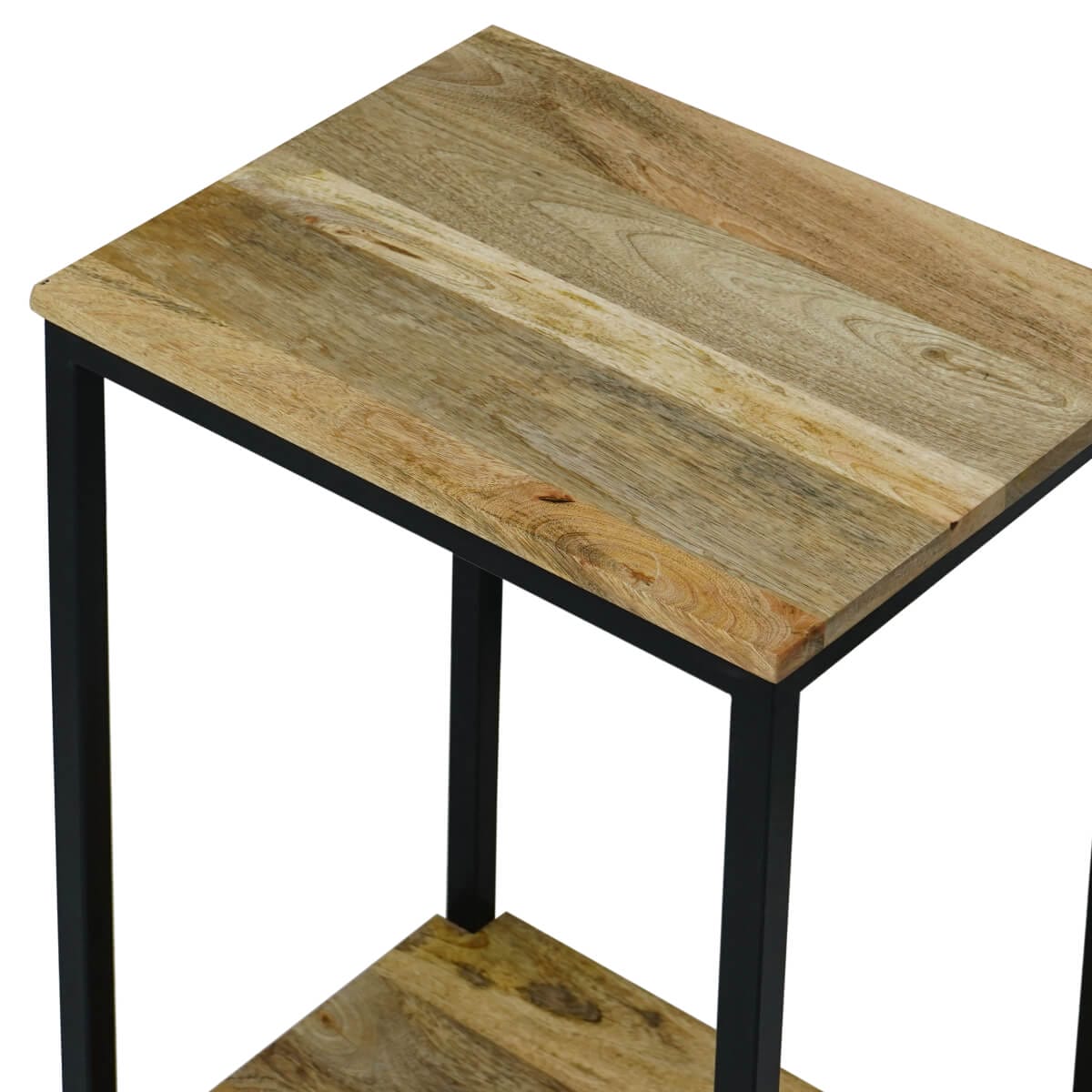 Ravit Industrial Side Table Solid Mango Wood 31X41X61Cm - Image 2