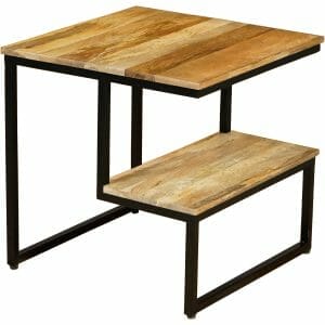 Ravit Industrial Square Side Table With Shelf 50x50x50cm