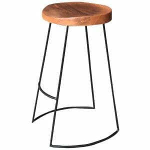Rav-1209-ravi Industrial Circular Wood Seat Bar Stool Solid Sheesham Wood - Packmans Furniture