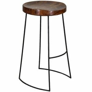 Ravit Industrial Sheesham Wood Seat Bar Stool