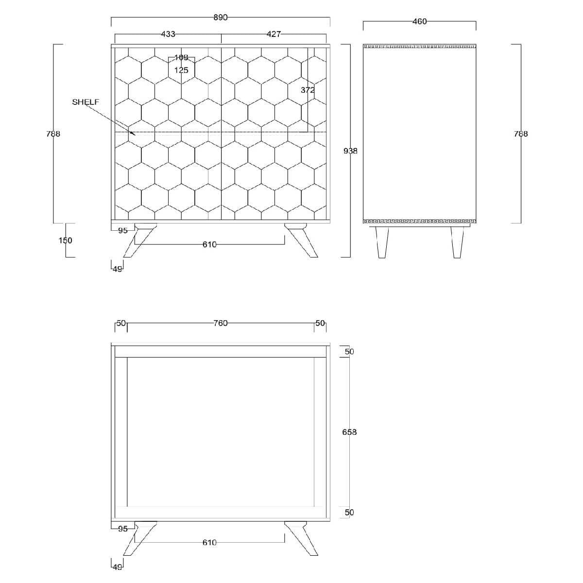 Hexagonal Light Mango 2 Door Sideboard 89Cm - Image 9