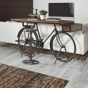 Wow Upcycled Bicycle Stool Brown Wood Seat