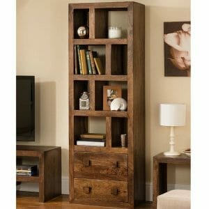 Yoga Dark Mango Tall 2 Drawer Bookcase 60cm